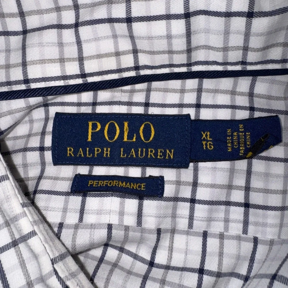 Polo Ralph Lauren Men's Long‎ Sleeve XL Performance Crisp Tattersall Plaid Luxe